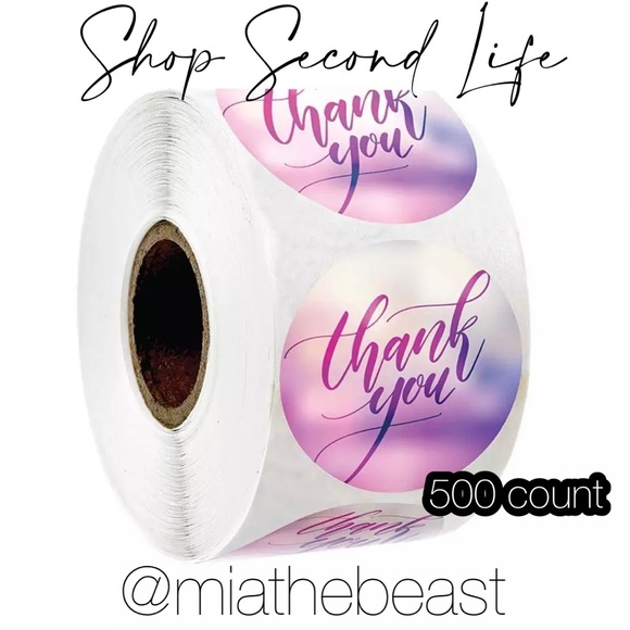 3/$20📦 Roll of 500 1” purple thank you stickers - Picture 1 of 3